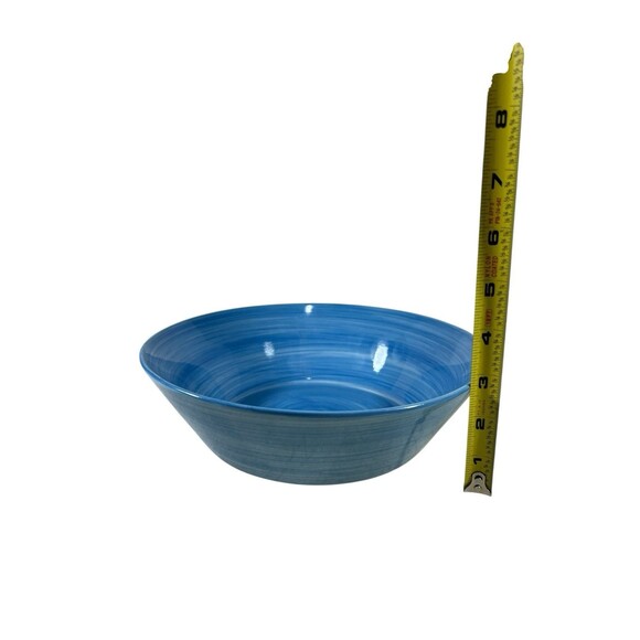 Gibson Everyday Blue Swirl Hand Painted Serving Bowl 8 7/8" Diameter - Picture 3 of 9